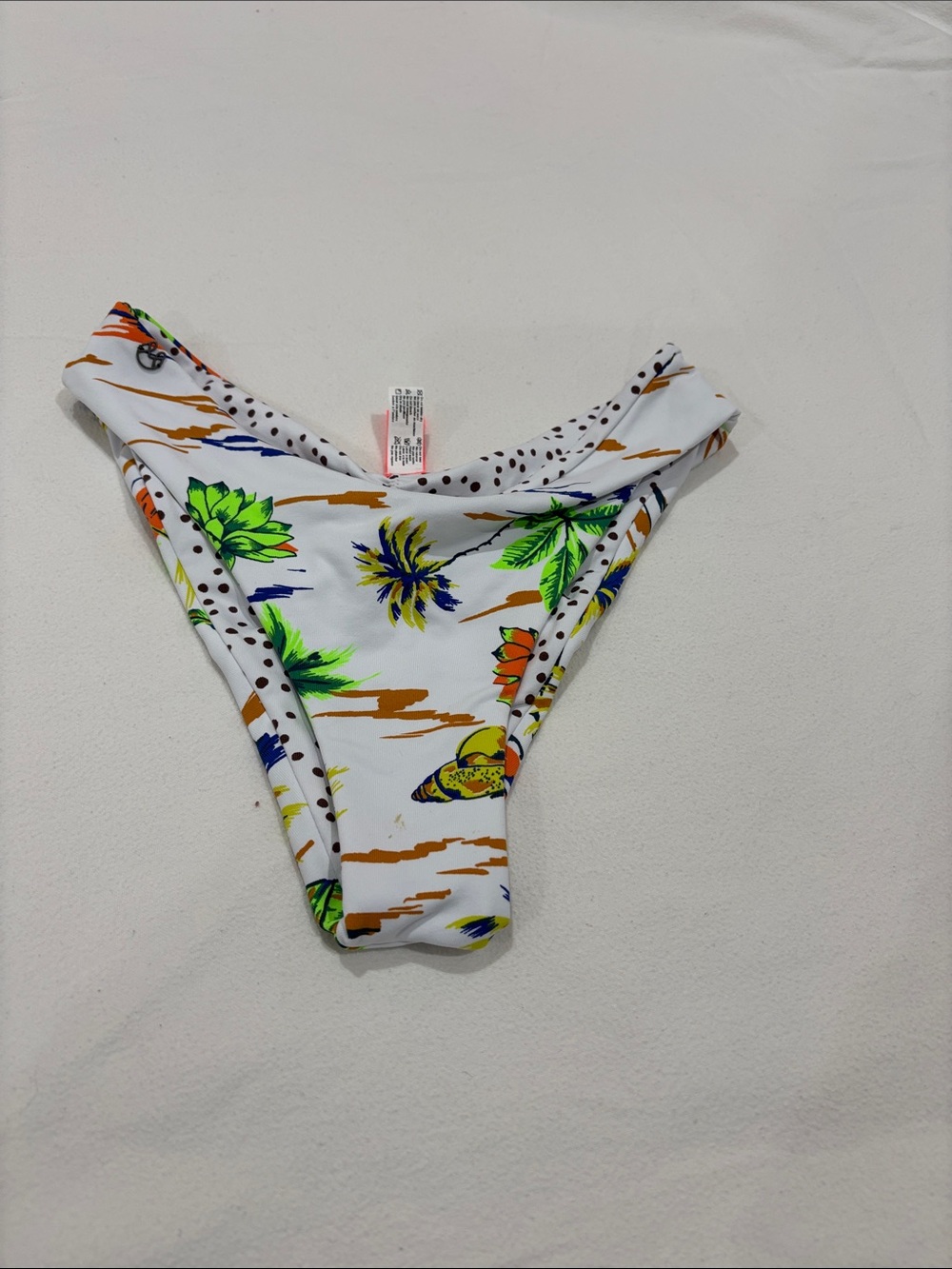 Maaji White Kids Bikini Bottom with Neon Green & Blue Tropical Print